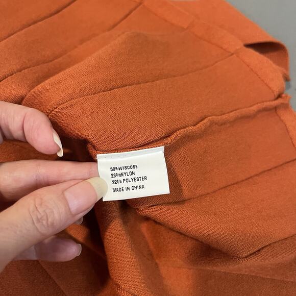 Zesica Orange L Ribbed Thick Knit Ribbed A Line Midi Sweater Tie Dress Office - Picture 10 of 11